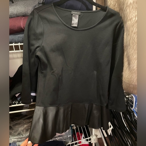 Ann Taylor Tops - Ann Taylor peplum pleather shirt